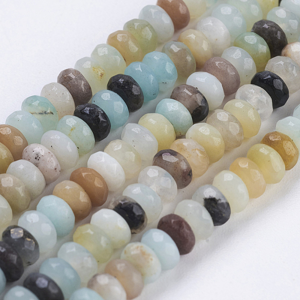 

PandaHall Natural Flower Amazonite Beads Strands, Faceted, Rondelle, 4~4.5x2~2.5mm, Hole: 1mm, about 150pcs/strand, 15.1 inch~15.3 inch...