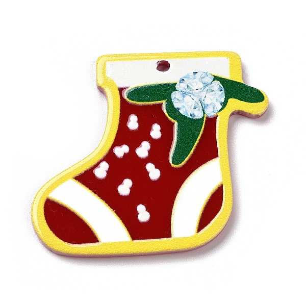 

PandaHall Printed Acrylic Pendants, for Christmas, Christmas Sock Pattern, 34.5x38x2mm, Hole: 1.8mm Acrylic Others