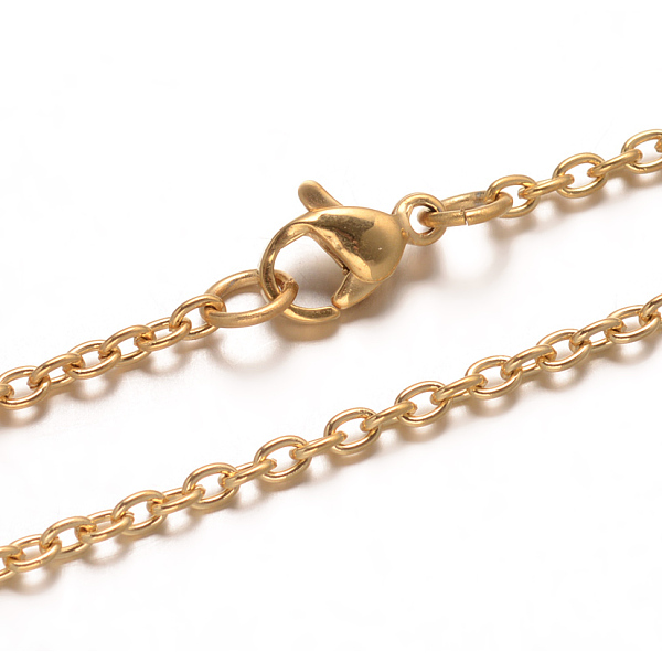 

PandaHall 304 Stainless Steel Cable Chain Necklaces, with Lobster Claw Clasps, Golden, 29.52 inch(75cm) 304 Stainless Steel