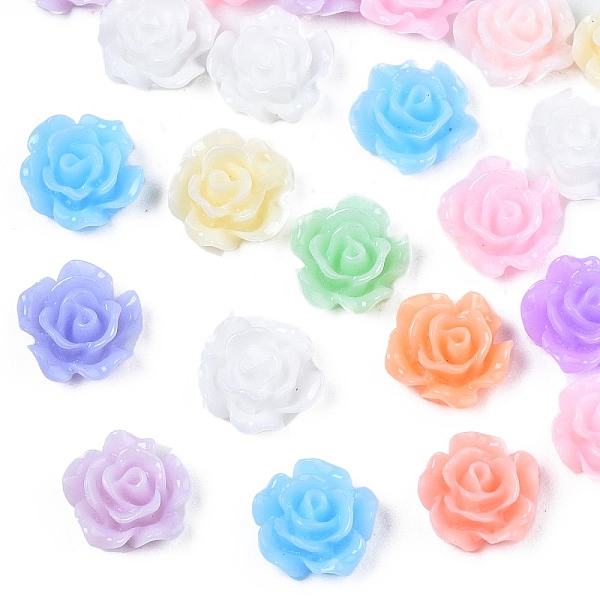 

PandaHall Opaque Resin Cabochons, Flower, Mixed Color, 6.5x6.5x3mm Resin Flower Multicolor