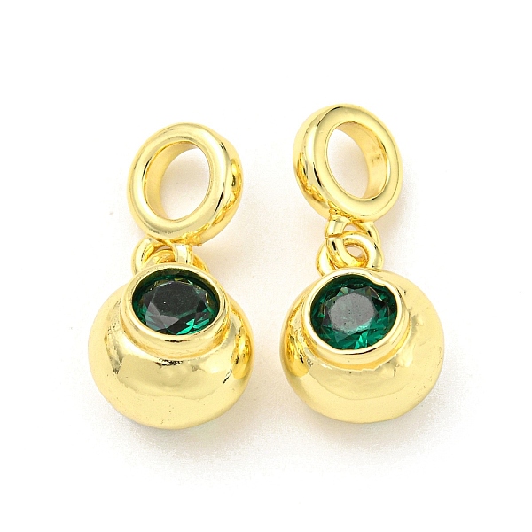 

PandaHall Brass with Cubic Zirconia Pendant, Round, Medium Sea Green, 23.5x11x9.5mm, Hole: 5mm Brass+Cubic Zirconia Round