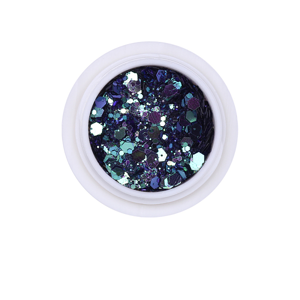 PandaHall Hexagon Shining Nail Art Decoration Accessories, with Glitter Powder and Sequins, DIY Sparkly Paillette Tips Nail, Marine Blue...