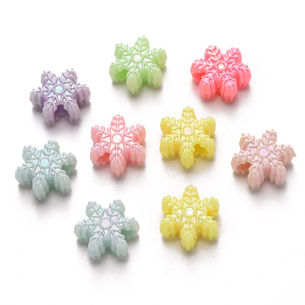 

PandaHall Opaque Acrylic Beads, for Christmas, AB Color Plated, Snowflake, Mixed Color, 13x14.5x6mm, Hole: 2.5mm, about 1030pcs/500g Acrylic..., Multicolor