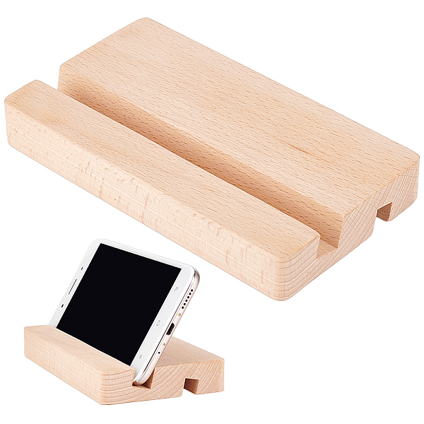 PandaHall BENECREAT Wooden Mobile Phone Stand Holder, Two Sides BurlyWood Universal Cell Phone Stand Desktop Smartphone Stand for Desk...