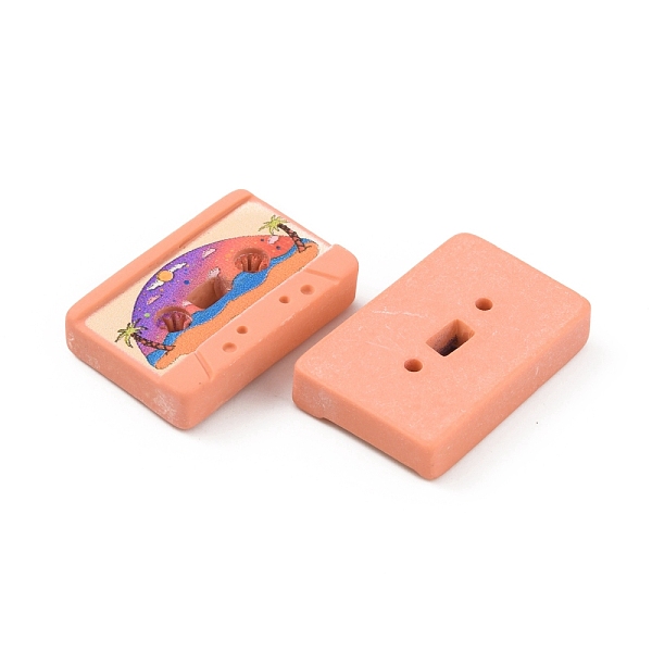 

PandaHall Retro Opaque Resin Cabochons, Music Cassette Tape, Sandy Brown, Beach Theme Pattern, 15x24x5mm Resin Others