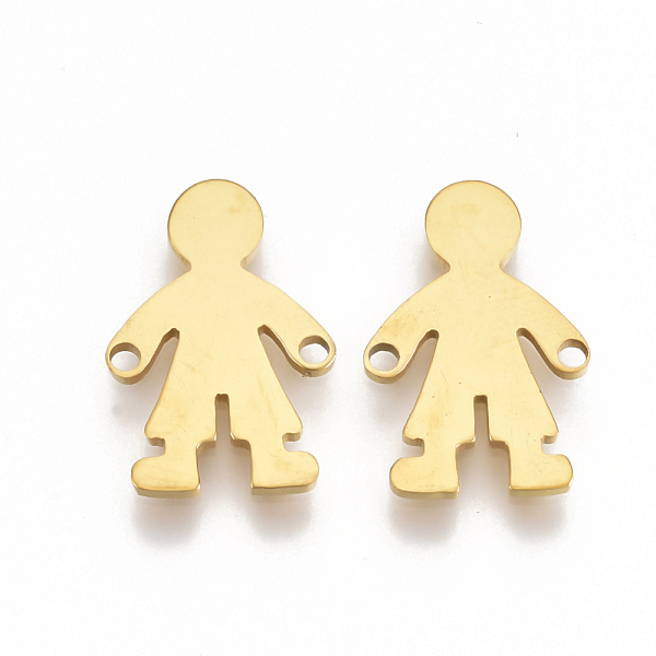 

PandaHall 201 Stainless Steel Links connectors, Laser Cut Links, Boy, Golden, 17x11x1mm, Hole: 1.4mm 201 Stainless Steel Human