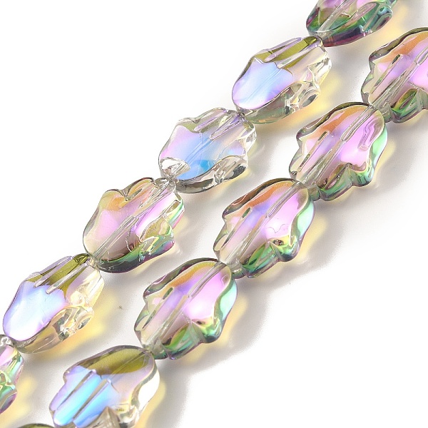 

PandaHall Transparent Electroplate Glass Beads Strands, Half Rainbow Plated, Hamsa Hand, Violet, 17.8x13.5x7.5mm, Hole: 1.3mm, about..., Purple