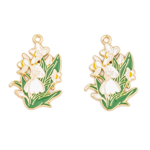 

PandaHall Rack Plating Alloy Enamel Pendants, Golden, Flower Charm, White, 30x21x1.5mm, Hole: 1.8mm Alloy+Enamel Flower White