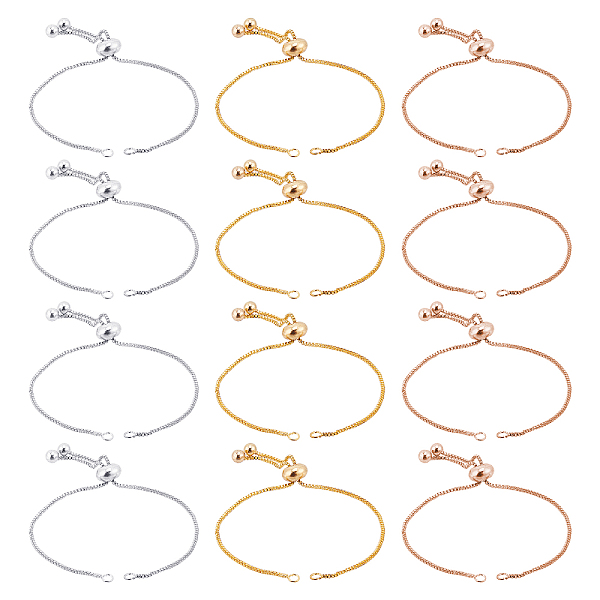 

PandaHall 12 Strands 3 Colors Slider Chain Bracelets, 17cm Long Adjustable Slider Brass Bracelets Extender Chains with Ball Ends for...