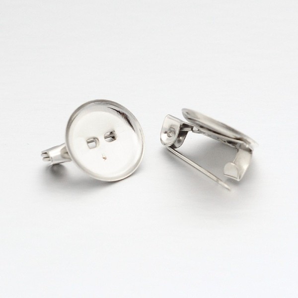 

PandaHall Iron Brooch Cabochon Settings, Platinum, Tray: 13mm, 13x6mm Iron