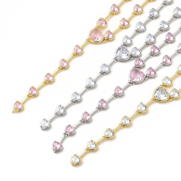 

PandaHall Cubic Zirconia Heart Link Chain Lariat Necklace, Rack Plating Brass Jewelry for Women, Cadmium Free & Lead Free, Mixed Color..., Multicolor