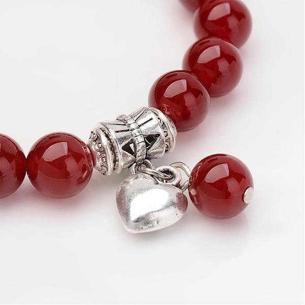 

PandaHall Natural Carnelian(Dyed & Heated) Beaded Bracelets, with Alloy Findings, 56mm Carnelian