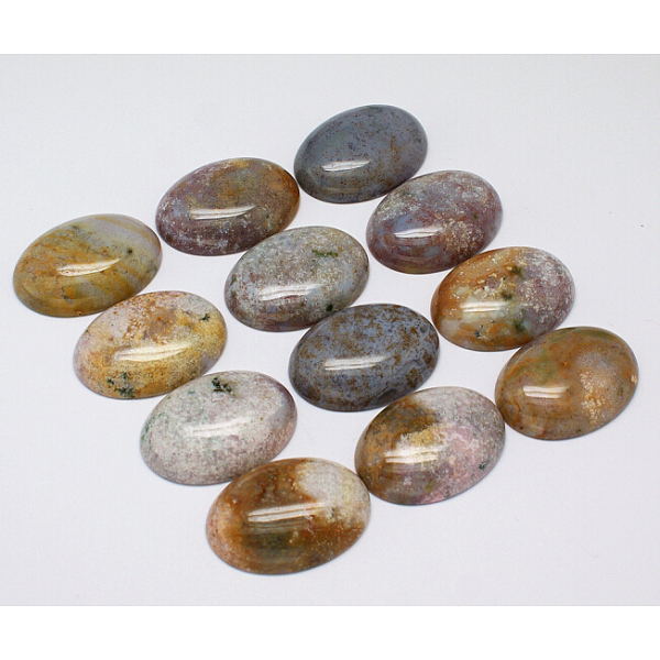 

PandaHall Natural Indian Agate Cabochons, Oval, 25x18x7~10mm. Indian Agate Oval