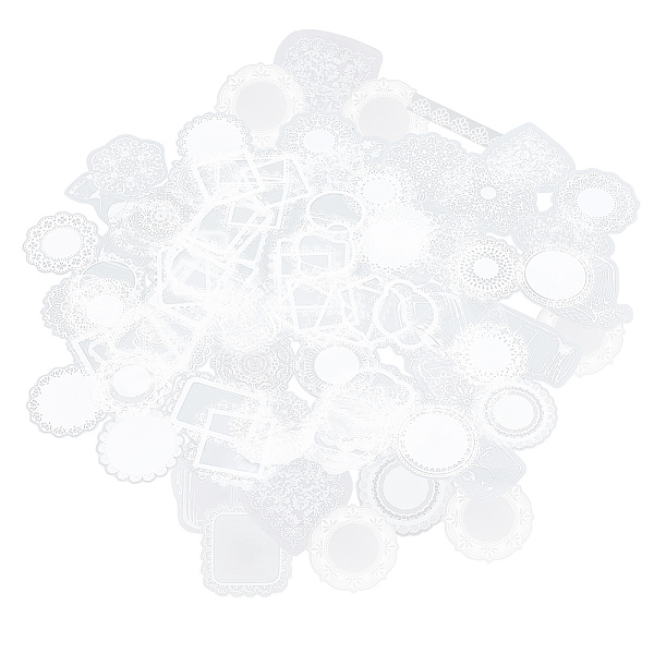 PandaHall 180 Pcs Cutout Lace Scrapbook Paper, Transparent Lace Pattern Decals Flowers Bottles Stars Moon Sun Self-Adhesive Scrapbooking...