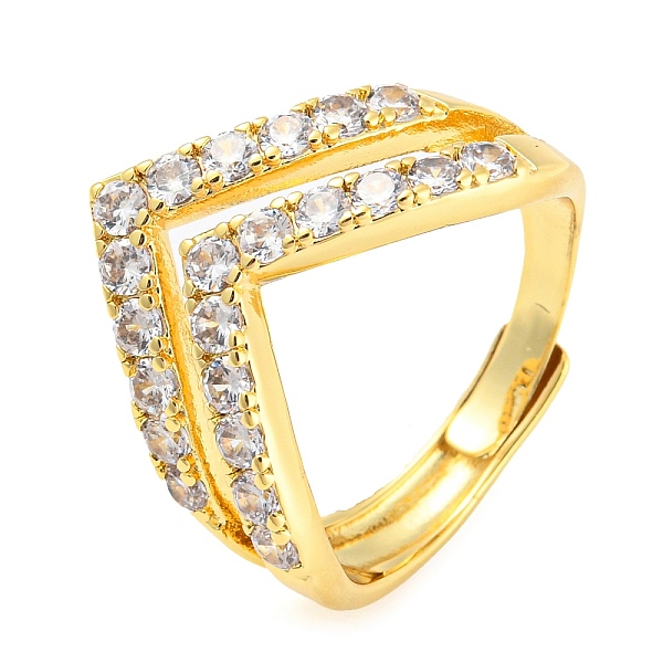 

PandaHall Brass Crown Adjustable Ring with Clear Cubic Zirconia, Lead Free & Cadmium Free, Real 18K Gold Plated, Inner Diameter: 19mm...