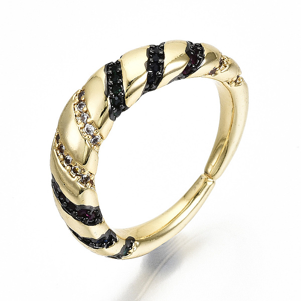 

PandaHall Brass Micro Pave Colorful Cubic Zirconia Finger Rings, Wide Band Rings, Cadmium Free & Nickel Free & Lead Free, Real 16K Gold...