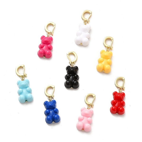 

PandaHall Plastic Bear Dangle Hoop Earrings with Clear Cubic Zirconia, Golden Brass Jewelry for Women, Mixed Color, 32mm, Pin: 1mm Cubic..., Multicolor