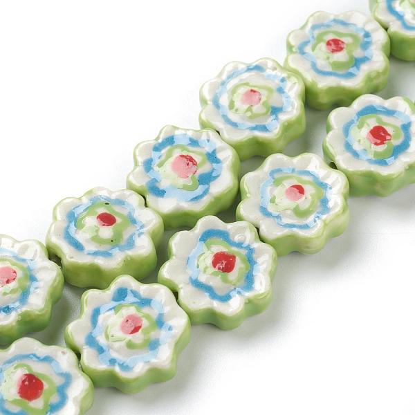 

PandaHall Handmade Porcelain Flower Beads Strands, Green, 16x16x6mm, Hole: 2mm, about 20pcs/strand, 12.99 inch(33cm) Porcelain Flower Green
