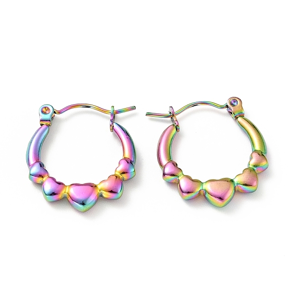 

PandaHall Ion Plating(IP) Rainbow Color 304 Stainless Steel Heart Wrap Hoop Earrings for Women, 20x18x3mm, Pin: 0.8mm 304 Stainless Steel...