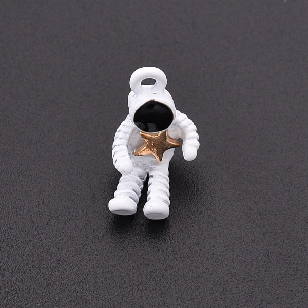 

PandaHall Baking Painted Alloy Pendants, Astronaut Bend Legs Around a Star, White, 19x9x4mm, Hole: 1.8mm Alloy Others White