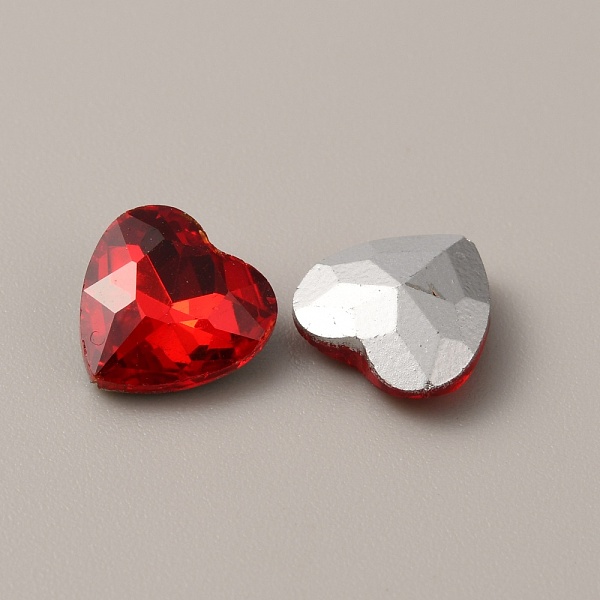 

PandaHall Glass Rhinestone Cabochons, Pointed Back & Back Plated, Heart, Light Siam, 10x10x4mm Glass Rhinestone Heart Red
