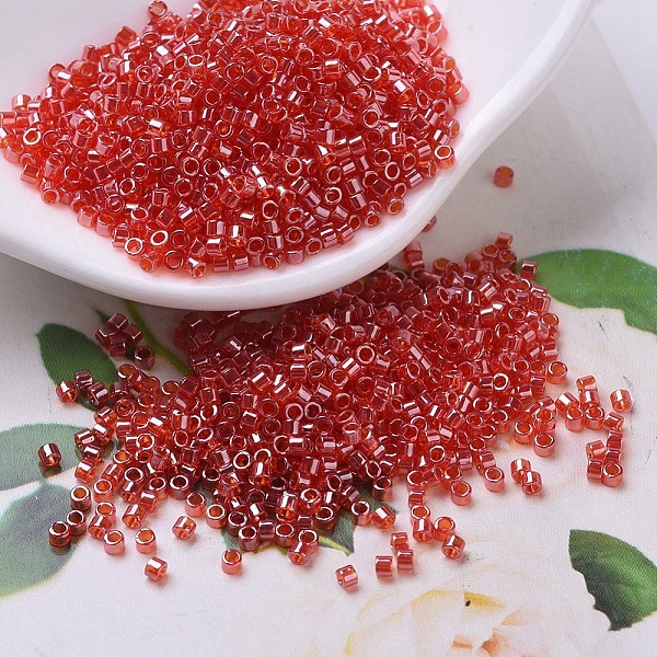 

PandaHall MIYUKI Delica Beads, Cylinder, Japanese Seed Beads, 11/0, (DB0098) Transparent Light Siam Luster, 1.3x1.6mm, Hole: 0.8mm, about..., Red