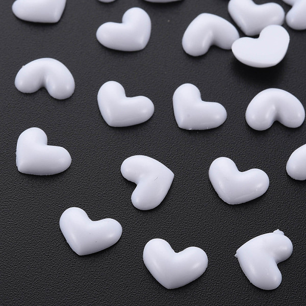

PandaHall Opaque Resin Cabochons, Heart, White, 4.5x5x2mm Resin Heart White