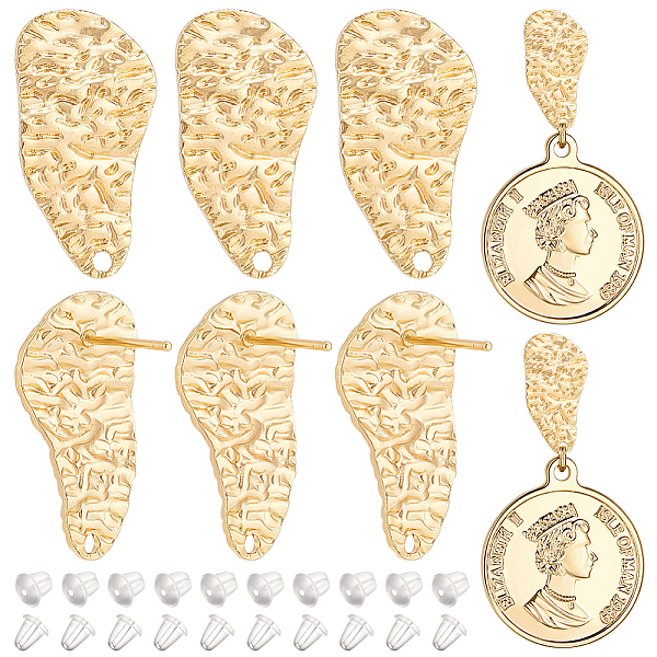 

PandaHall BENECREAT 12Pcs Real 18K Gold Plated Brass Stud Earring Hammered Earring Findings with 30Pcs Plastic Ear Nuts for Women Fashion...