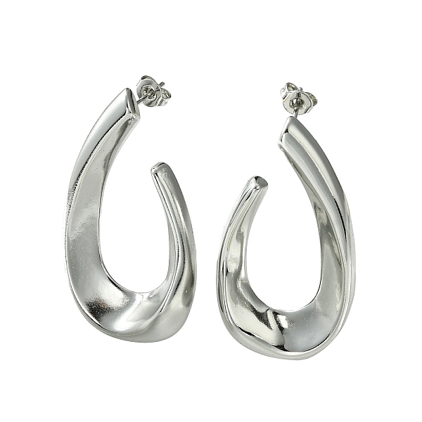 

PandaHall Brass Stud Earrings, Teardrop, Platinum, 42x23mm Brass Teardrop
