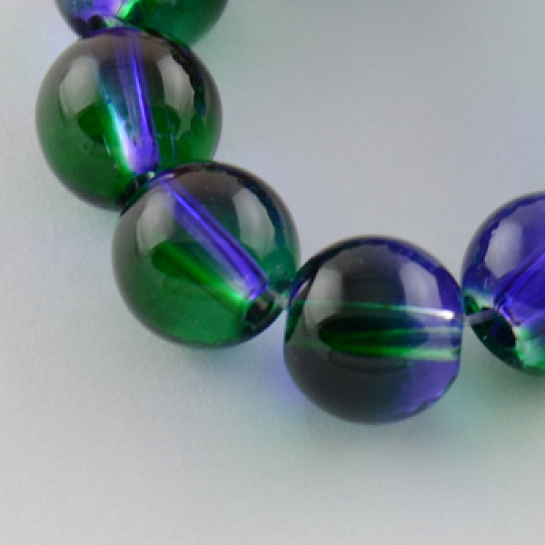 

PandaHall Spray Painted Transparent Glass Bead Strands, Round, Dark Sea Green and Slate Blue, 8mm, Hole: 1mm, about 104pcs/strand, 31.5 inch...