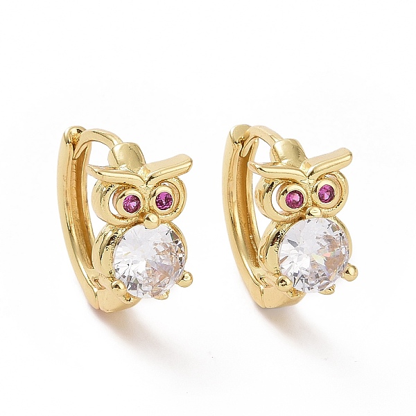 

PandaHall Purple Cubic Zirconia Owl Hoop Earrings, Brass Jewelry for Women, Golden, 15x18x2.5mm, Pin: 1mm Cubic Zirconia Owl Purple