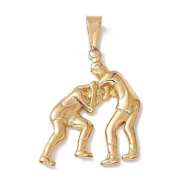 

PandaHall Vacuum Plating 304 Stainless Steel Pendants, Wrestling Charm, Golden, 36x28.5x3mm, Hole: 9.5x5mm 304 Stainless Steel Human