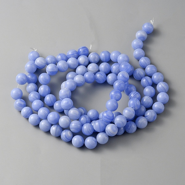

PandaHall Natural Blue Lace Agate Beads Strands, Round, 8mm, Hole: 1mm, about 45~49pcs/strand, 15.35 inch(39cm) Blue Lace Agate Round