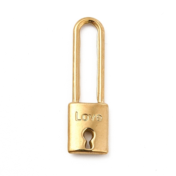 

PandaHall Ion Plating(IP) 304 Stainless Steel Pendants, Lock with Word LOVE Charm, Golden, 25x7x2mm, Hole: 3x14.8mm 304 Stainless Steel Lock