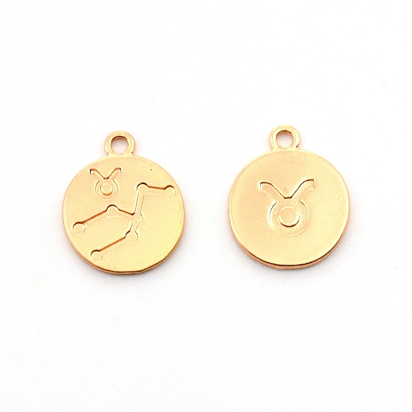 

PandaHall Alloy Pendants, Flat Round with Constellation, Matte Coffee Golden, Taurus, 20x16.5x1.5mm, Hole: 2mm Alloy Taurus