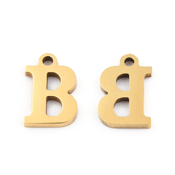 

PandaHall 201 Stainless Steel Charms, Alphabet, Letter.B, 9x6x1mm, Hole: 1mm 201 Stainless Steel Letter B