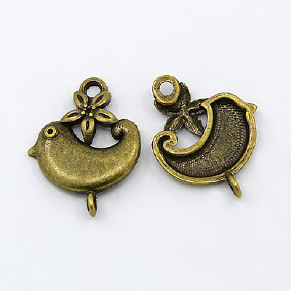 

PandaHall Alloy Cabochon Connector Settings, Lead Free and Cadmium Free, Bird, Antique Bronze Color, about 22mm long, 18mm wide, 2mm thick...