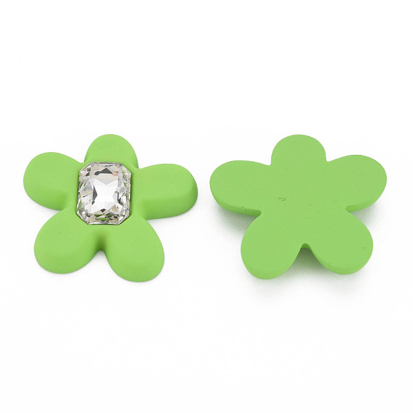 

PandaHall Rubberized Style Acrylic Rhinestone Cabochons, Faceted, Flower, Lime, 33.5x34.5x6.5mm Acrylic Rhinestone Flower Green