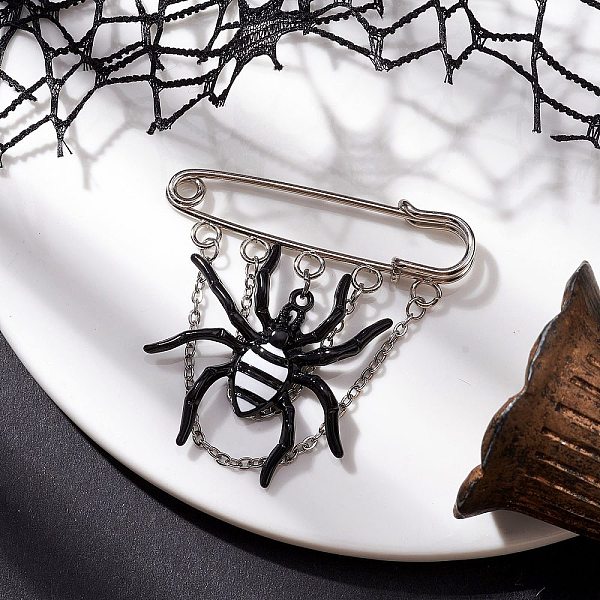 Broche Con Dije Esmaltado De Aleación De Araña De Halloween