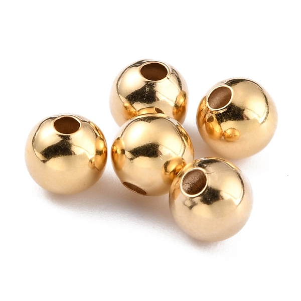 

PandaHall Brass Spacer Beads, Long-Lasting Plated, Round, Real 24K Gold Plated, 5mm, Hole: 1.4mm Brass Round