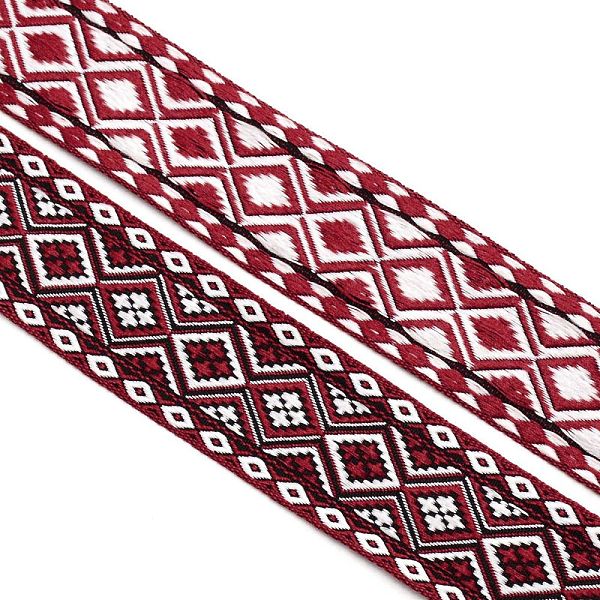 

PandaHall Ethnic Style Embroidery Polyester Ribbons, Jacquard Ribbon, Garment Accessories, Rhombus Pattern, Dark Red, 1-1/4 inch(31.5mm)...