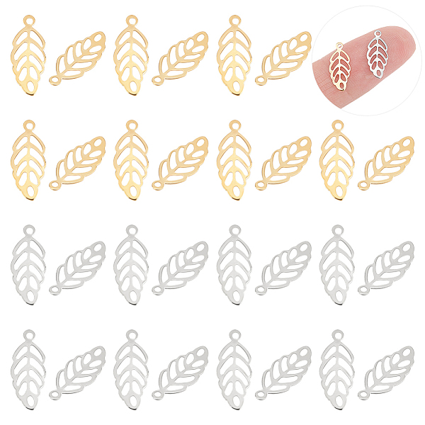 

PandaHall Unicraftale 304 Stainless Steel Charms, Leaf, Golden & Stainless Steel Color, 13x5.5x0.3mm, Hole: 1mm, 120pcs/box Stainless Steel...