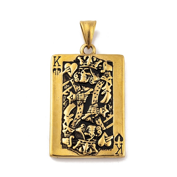 

PandaHall 304 Stainless Steel Pendant, Playing Cards, King of Hearts Charm, Antique Golden, 43.5x27.5x5mm, Hole: 8x4.5mm 304 Stainless Steel...