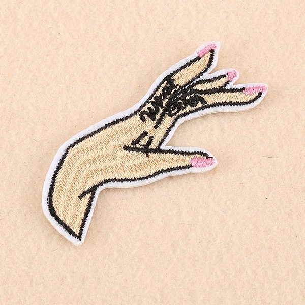 PandaHall Computerized Embroidery Cloth Iron on/Sew on Patches, Costume Accessories, Appliques, Hand, Navajo White, 50x60mm Cloth Others...