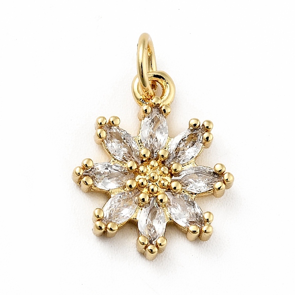 

PandaHall Rack Plating Brass Micro Pave Cubic Zirconia Charms, Long-Lasting Plated, Lead Free & Cadmium Free, Real 18K Gold Plated, Flower..., Clear