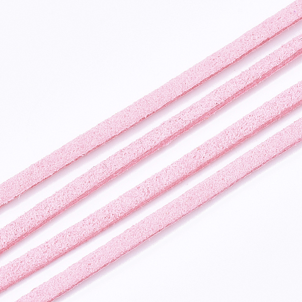 

PandaHall Faux Suede Cord, Faux Suede Lace, Pearl Pink, 2.5~2.8x1.5mm, about 1.09 yards(1m)/strand Faux Suede Pink