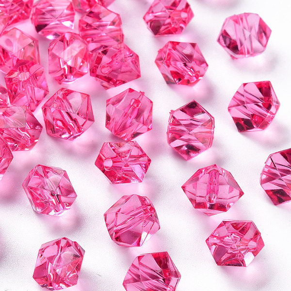

PandaHall Transparent Acrylic Beads, Faceted, Polygon, Camellia, 8x10x9mm, Hole: 1.6mm, about 1300pcs/500g Acrylic Polygon Pink