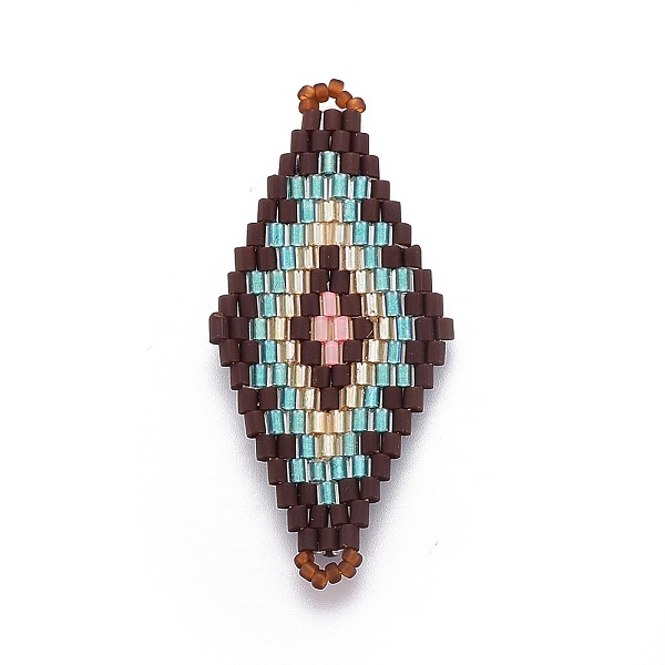 

PandaHall MIYUKI & TOHO Handmade Japanese Seed Beads Links, Loom Pattern, Rhombus, Colorful, 43~44.1x19.4~20.2x1.6~1.8mm, Hole: 1.6~1.8mm...