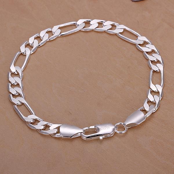 

PandaHall Unisex Brass Figaro Chain Bracelets, with Lobster Clasps, Silver Color Plated, 200x8mm Brass Silver