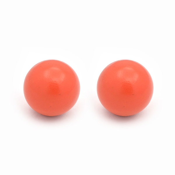 

PandaHall No Hole Spray Painted Brass Round Ball Beads Fit Cage Pendants, Orange Red, 16mm Brass Round